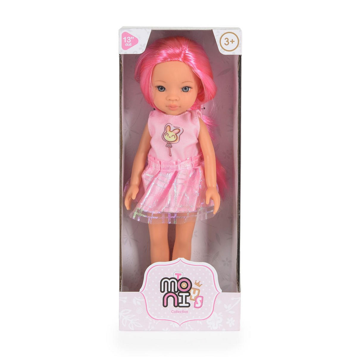 KINDERPUPPE Pretty Doll pink 33 cm, Kleidung, Haare, Schuhe, beweglich, Rollenspiel, ab 3 Jahren - Pink, Kunststoff (11/7/33cm) - Moni