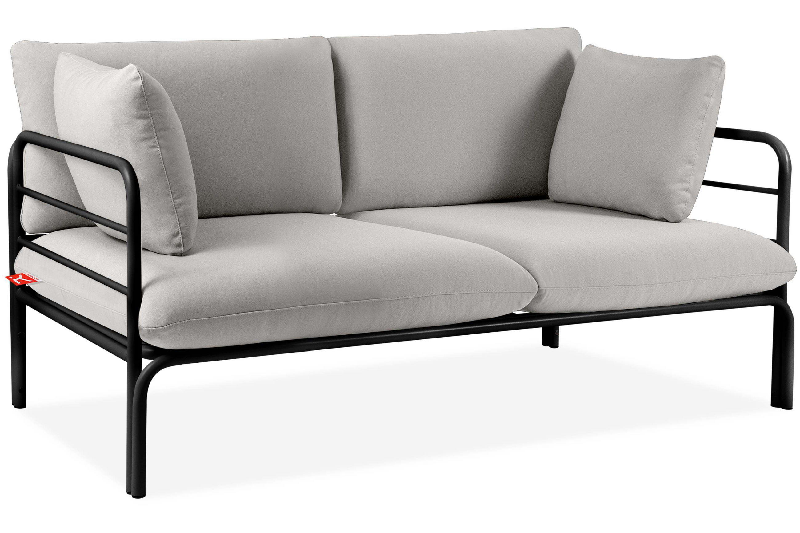 GARTENSOFA RAMBE 2-Personen mit Kissen, Anthrazit/Hellgrau - Dunkelgrau/Hellgrau, Textil/Metall (150/80/80cm) - KONSIMO®