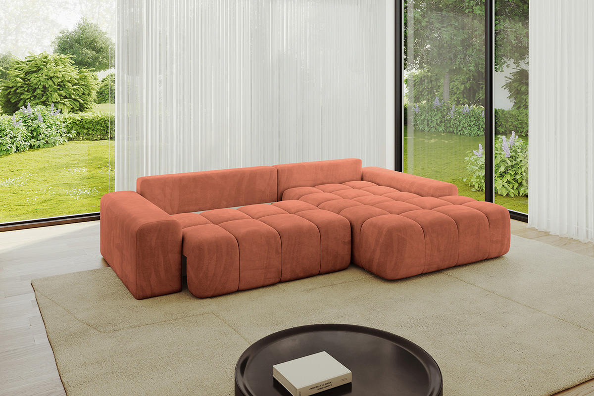 ECKSOFA Ottomane Rechts ENSI-L - 267x164x88 cm Koralle - Koralle, Holzwerkstoff/Kunststoff (164/267cm) - ALTDECOR