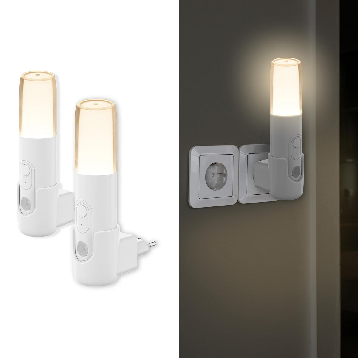 LED-ORIENTIERUNGSLEUCHTE Rund Weiß Kunststoff 2er-Set - Weiß, Kunststoff (9/4/15cm) - Northpoint