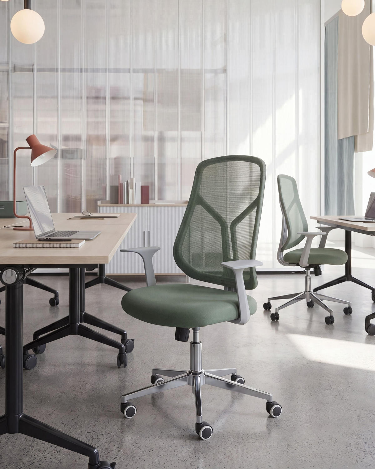 KANCELÁŘSKÁ ŽIDLE Zelená Nuviner - zelená barva, textil (60/109/60cm) - Beliani