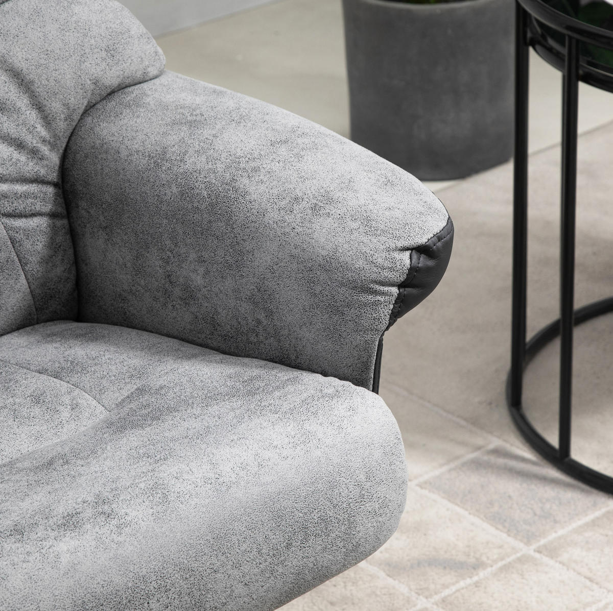 RELAXAČNÍ křeslo 78/82,5/109 cm šedé z polyesteru otočné a polohovací s podnožkou - šedá, textil (82.5/109/78cm) - OKWISH