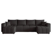 WOHNLANDSCHAFT Leros Schlaffunktion - Schwarz, Holzwerkstoff/Textil (318/79/145cm) - Fun Möbel