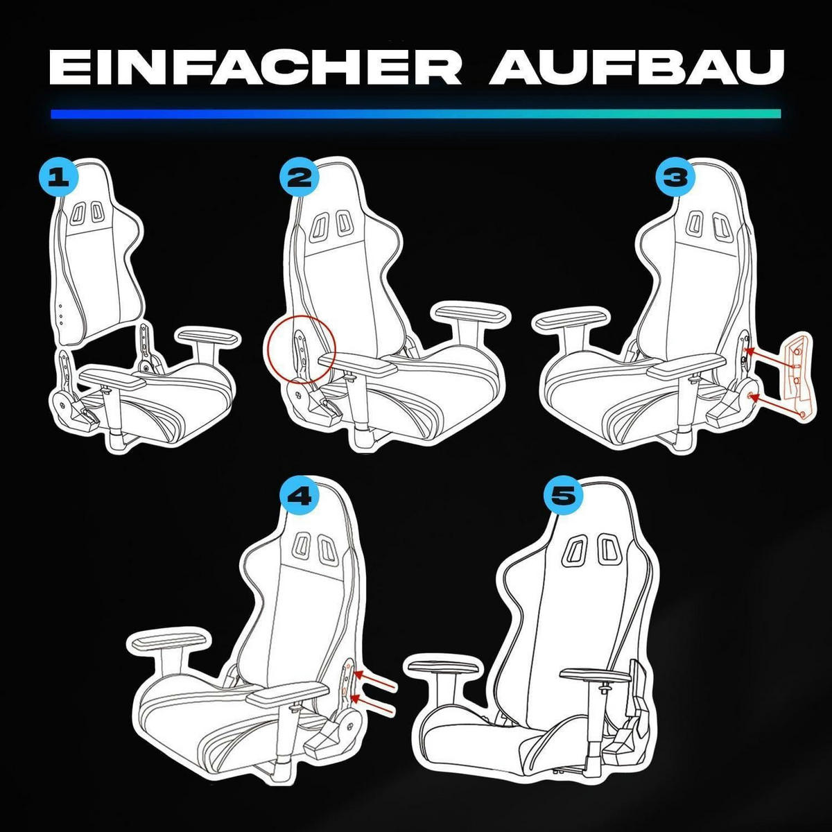 GAMING Stuhl mit 4D-Armlehnen und Kopf- & Lendenkissen Blau - Blau, Kunststoff (57/57/140cm)