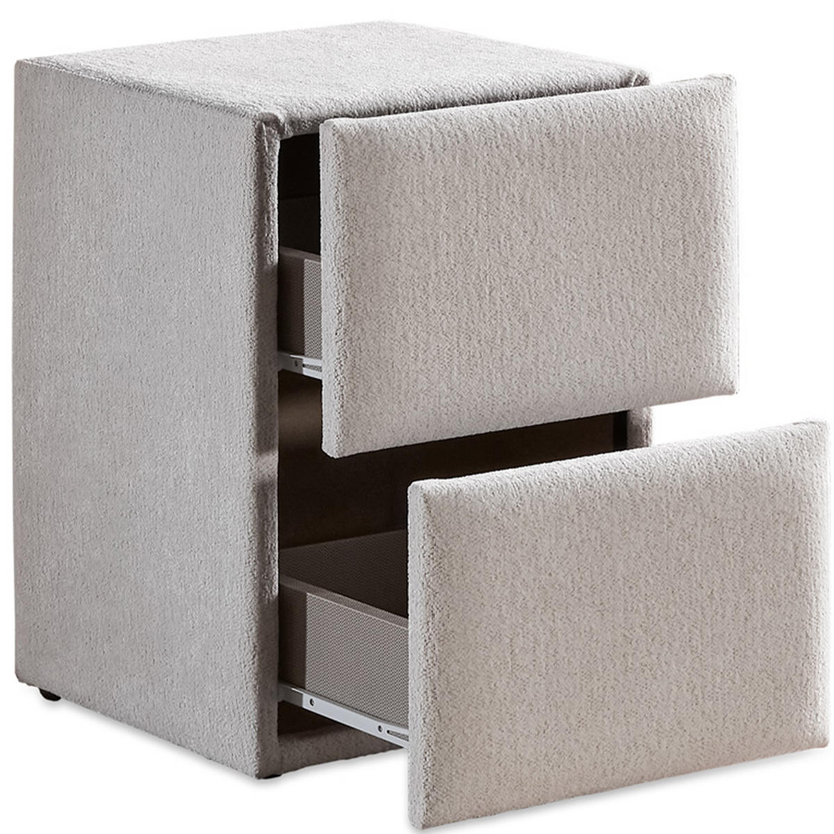 NACHTTISCH DUBAI 45/45/60 cm, Ivory, zwei Schubladen - Creme/Schwarz, Holz/Kunststoff (45/60/45cm) - Consilio Concept