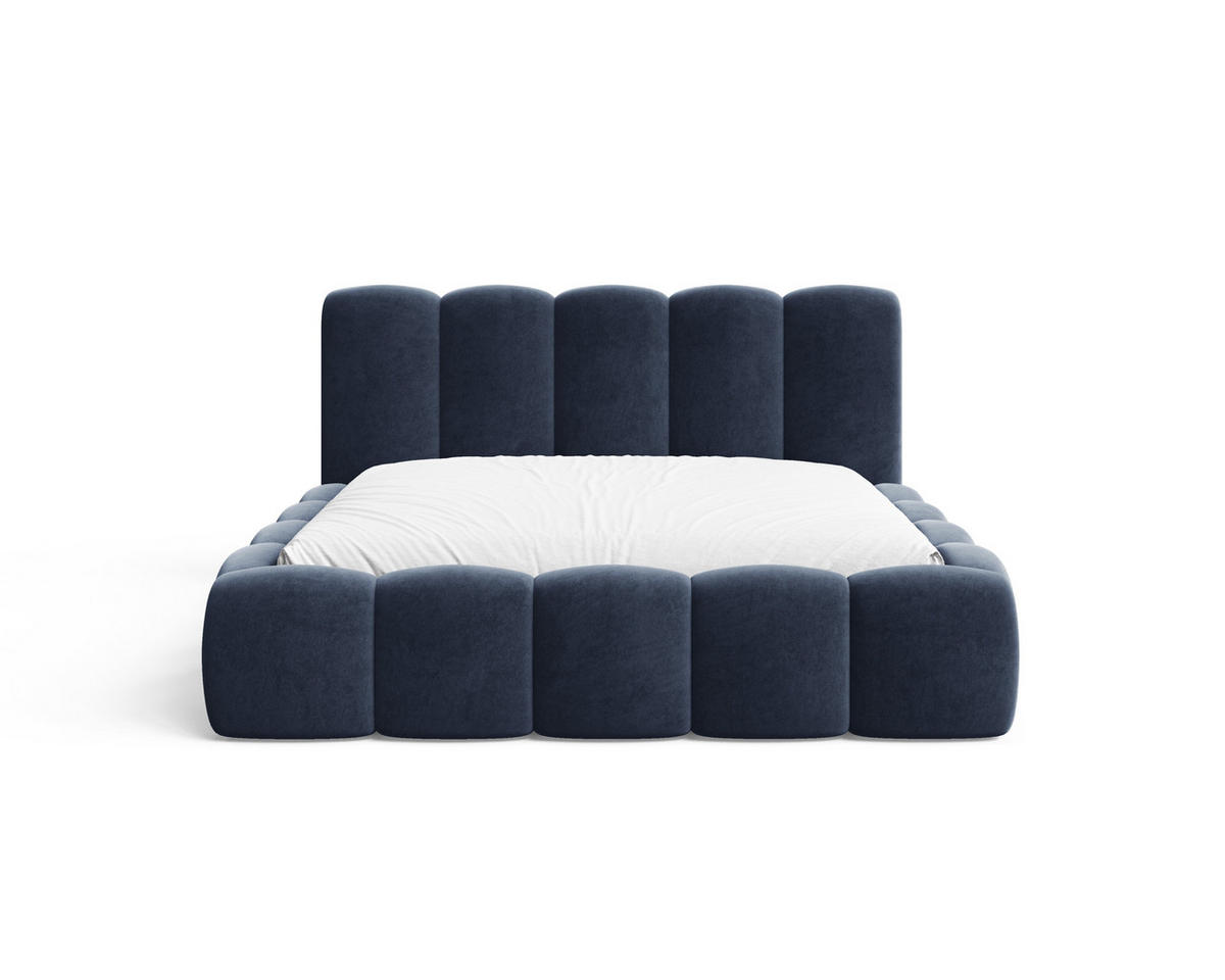 POLSTERBETT 18 - 140x200 cm – Riviera – Gepolstertes Bett mit Metall-Lattenrost - Dunkelblau, Holz (140/200cm) - ROYAL24_MARKT
