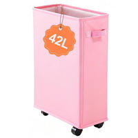 WÄSCHEKORB schmal mit Rollen 42L Rosa - Rosa, Textil (18.5/58/39cm)