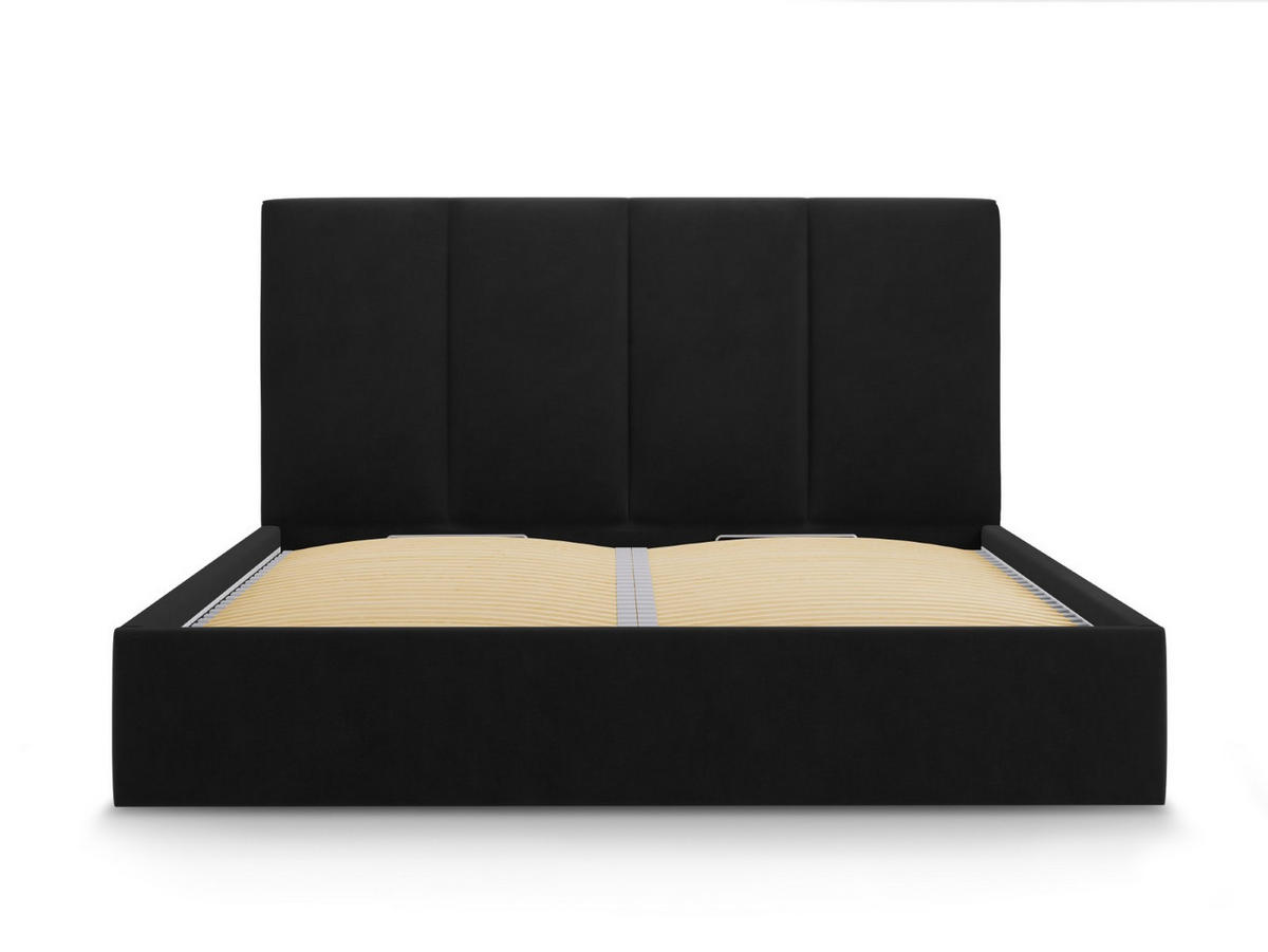 BETT mit Bettkasten und Kopfteil Pyla aus Samt schwarz 160x200cm - Schwarz, Textil (160/200cm) - Micadoni