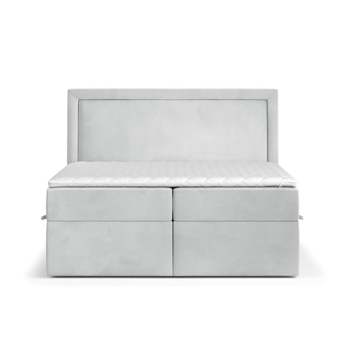 BOXBETT Jodan 160/200 cm Hellgrau im Magic Velvet Stoff - Hellgrau/Schwarz, Holz/Holzwerkstoff (160/200cm) - AltaBeds