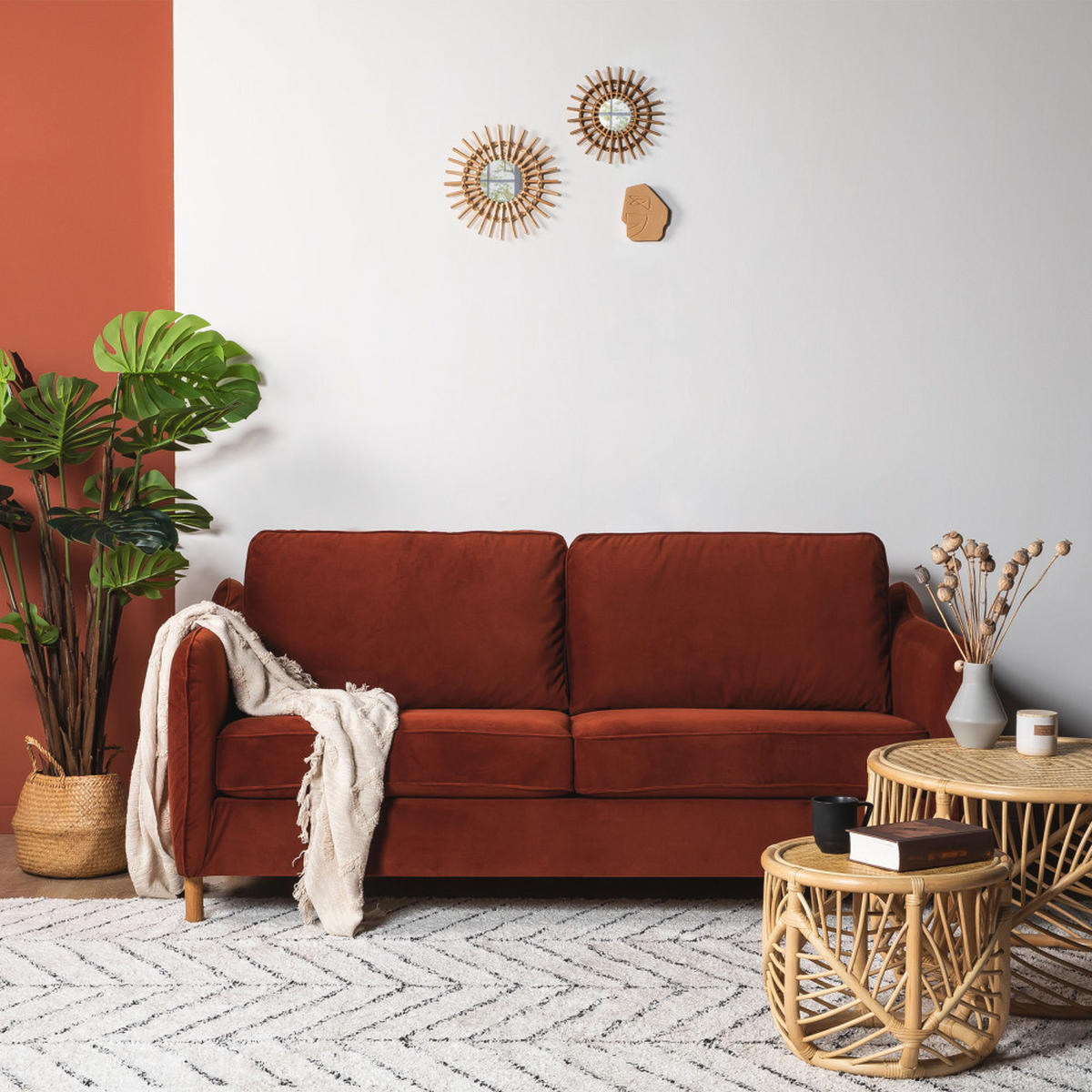 BETTSOFA - Rost - Rostfarben, Textil (162/85/97cm) - Drawer