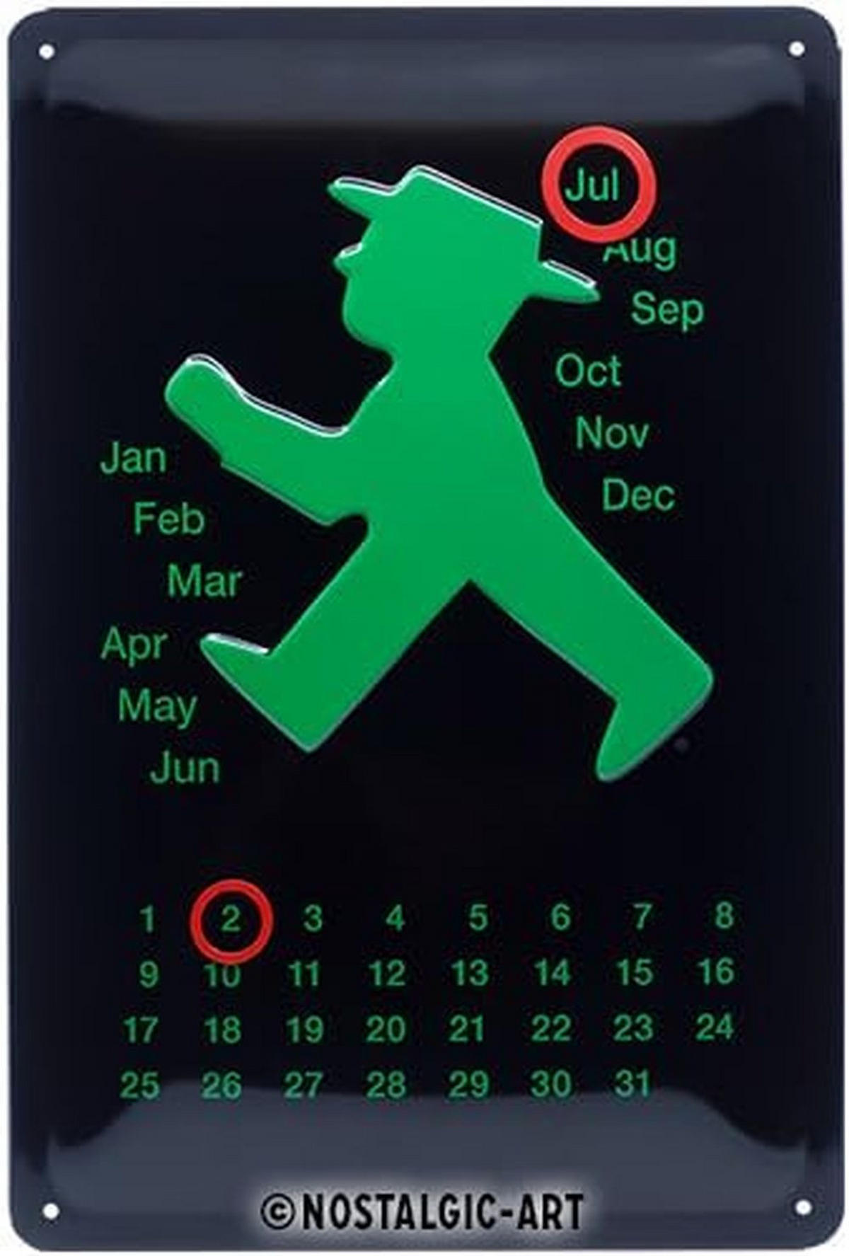 BLECHSCHILD 20/30 cm Ampelmann Grün Kalender - Multicolor, Metall (20/30/0.2cm) - Nostalgic-Art