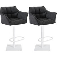 BARHOCKER 2er Set Damaskus Stoff weiß dunkelgrau - Dunkelgrau/Weiß, Kunststoff/Metall (64/110/48cm) - TPFLiving