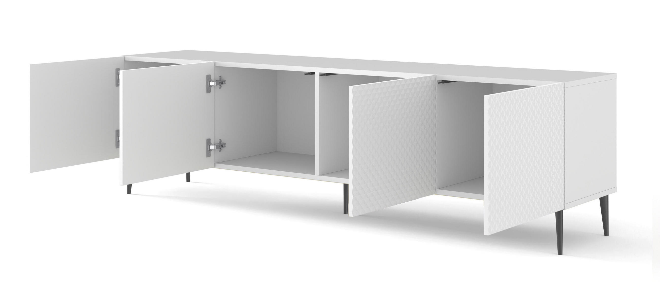 TV-LOWBOARD WEIß - Schwarz/Weiß, Holzwerkstoff (200/56/42cm) - FURNLUX