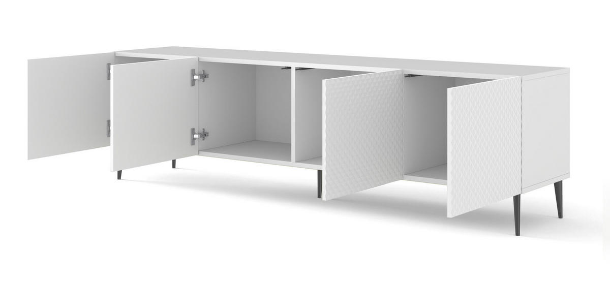 TV-LOWBOARD WEIß - Schwarz/Weiß, Holzwerkstoff (200/56/42cm) - FURNLUX