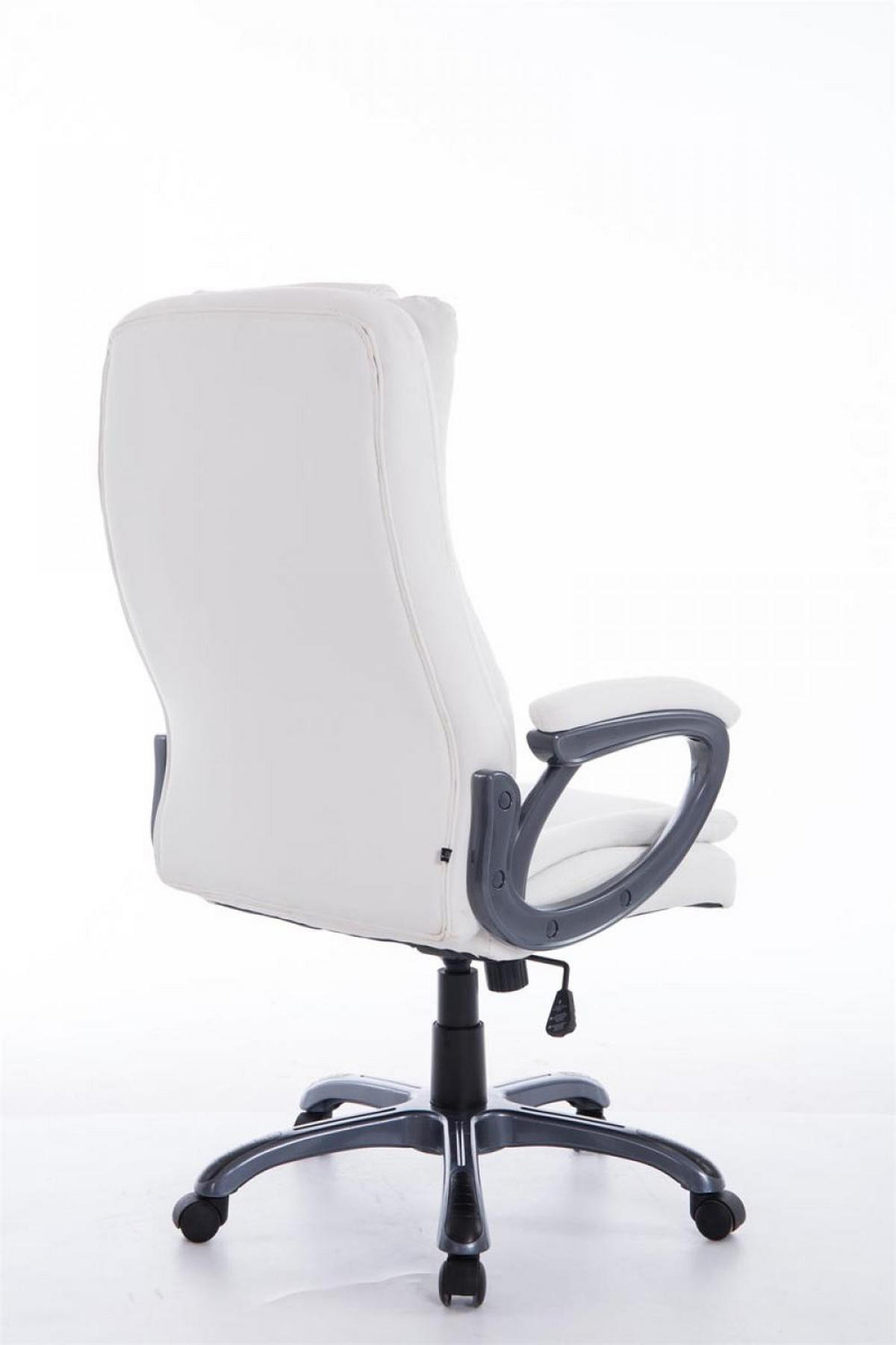 CHEFSESSEL Lederlook weiß - Weiß/Grau, Kunststoff/Textil (65/114/73cm) - CLP