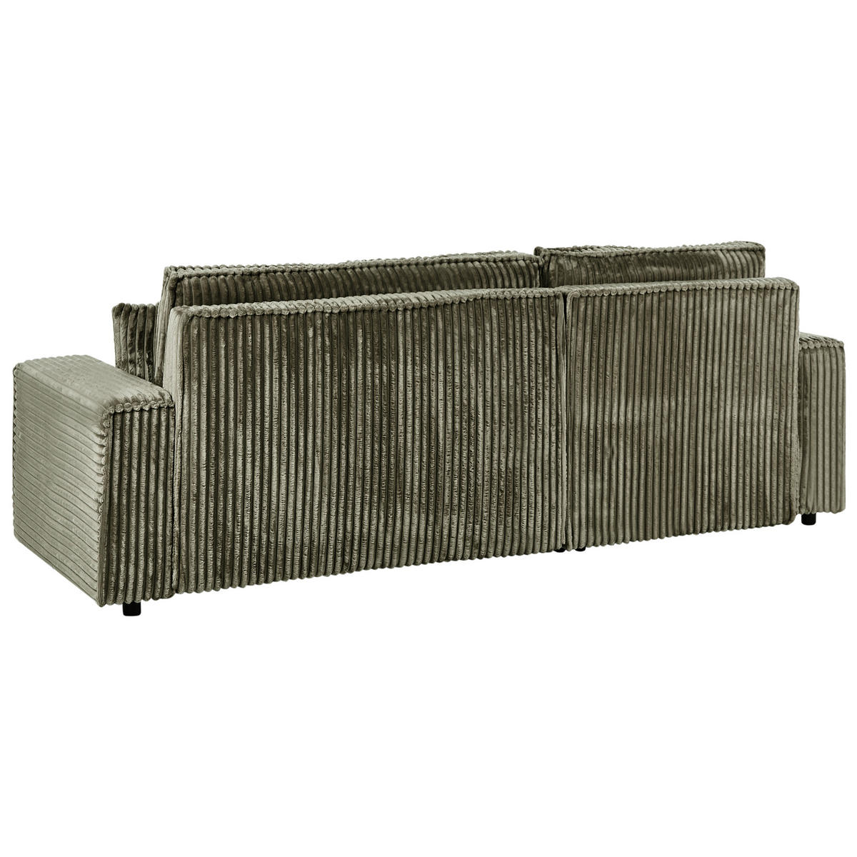 ECKSCHLAFSOFA 3-Sitzer Cord Grün mit Stauraum rechtsseitig Abacka - Grün, Textil (247/147cm) - Beliani