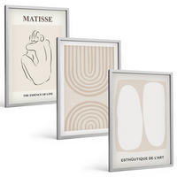 BILDER SET 3er Set - 40x60 cm Silberner Rahmen - Stilvolle minimalistische Linien - Silberfarben, Kunststoff (40/60cm) - TULUP