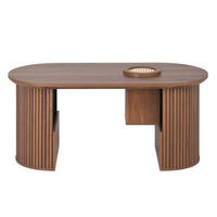 KONFERENČNÝ stolík z MDF, 105/50/46,5 cm orechový, oválny s úložným priestorom - farba orecha, kompozitné drevo (105/50/46.5cm) - BEAOK