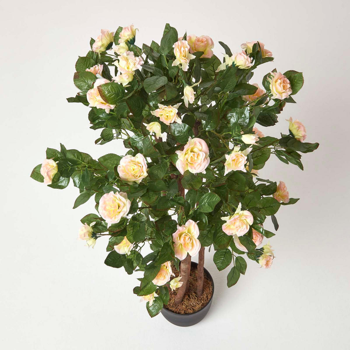 KUNSTBAUM Rosenstock rosé-apricot, 122 cm - Rosa, Kunststoff (122cm) - Homescapes