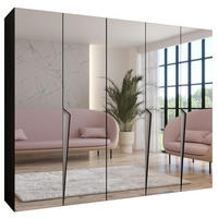 DREHTÜRENSCHRANK 202/250/52 5-türig - Beige/Schwarz, Holz/Metall (250/202/52cm) - Abiks Möbel