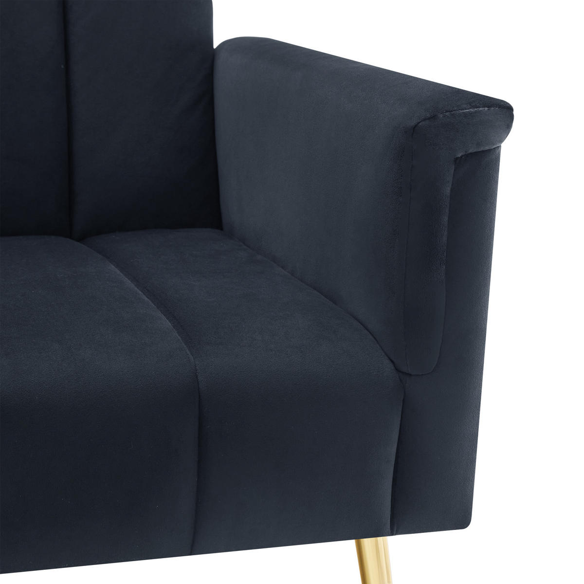 2-SITZER SCHLAFSOFA Samt Schwarz mit verstellbarer Rückenlehne und Armlehnen - Schwarz, Holzwerkstoff/Textil (183/75/76cm) - WISHDOR