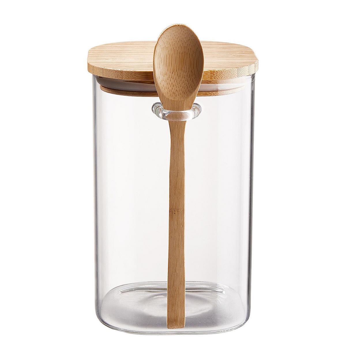 VORRATSGLAS Composition - Transparent, Glas/Holz (10/16/13cm) - Butlers