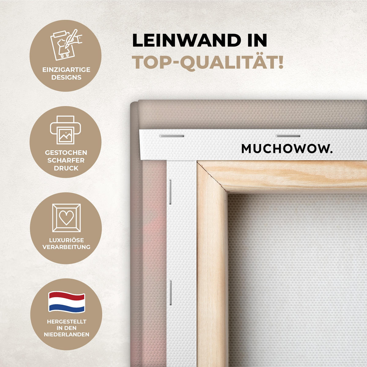 LEINWANDBILD Rotkehlchen - Zierpflanze - Blütenzweig 90x140 cm - Hellrosa, Textil (90/140cm) - MuchoWow