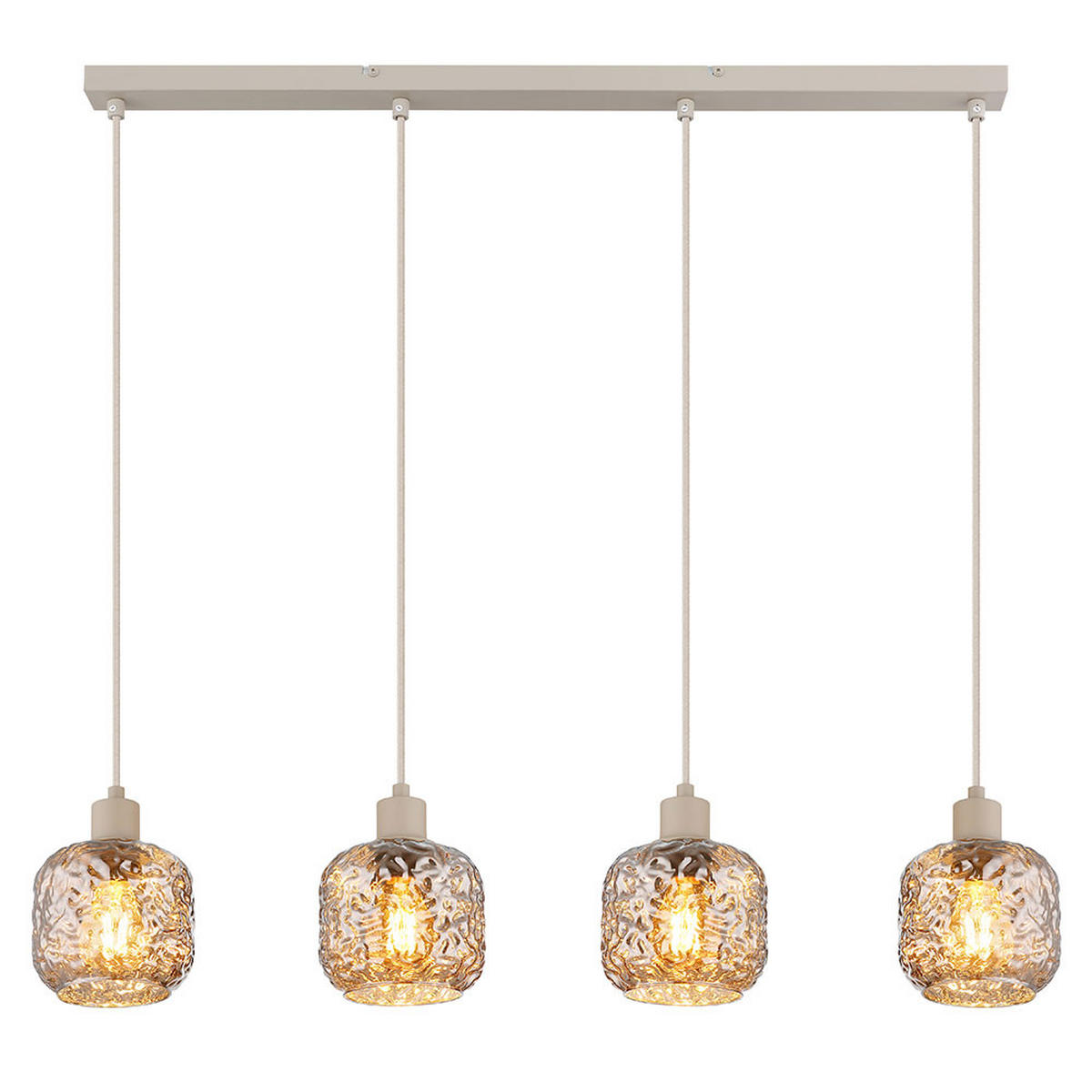 LED HÄNGELEUCHTE Rauchglas, 4-flammig - Beige, Glas (89/14/120cm) - Globo Lighting