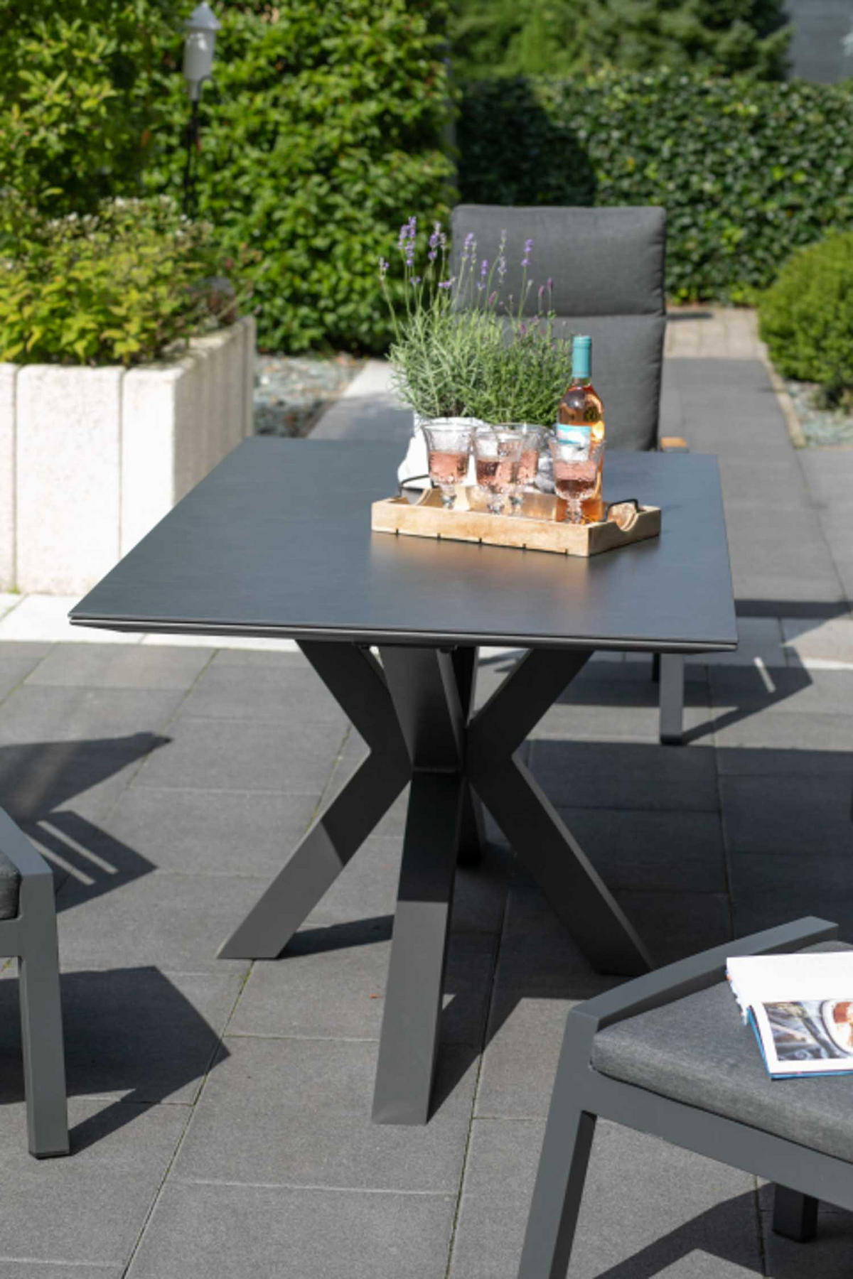 TISCH Malaga 200 x 90 cm dark grey Aluminium - Grau, Metall (200/90/76cm) - Mr. Deko