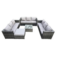 GARTENTISCHGRUPPE Polyrattan 9-Sitzer - Dunkelgrau, Metall - Fimous