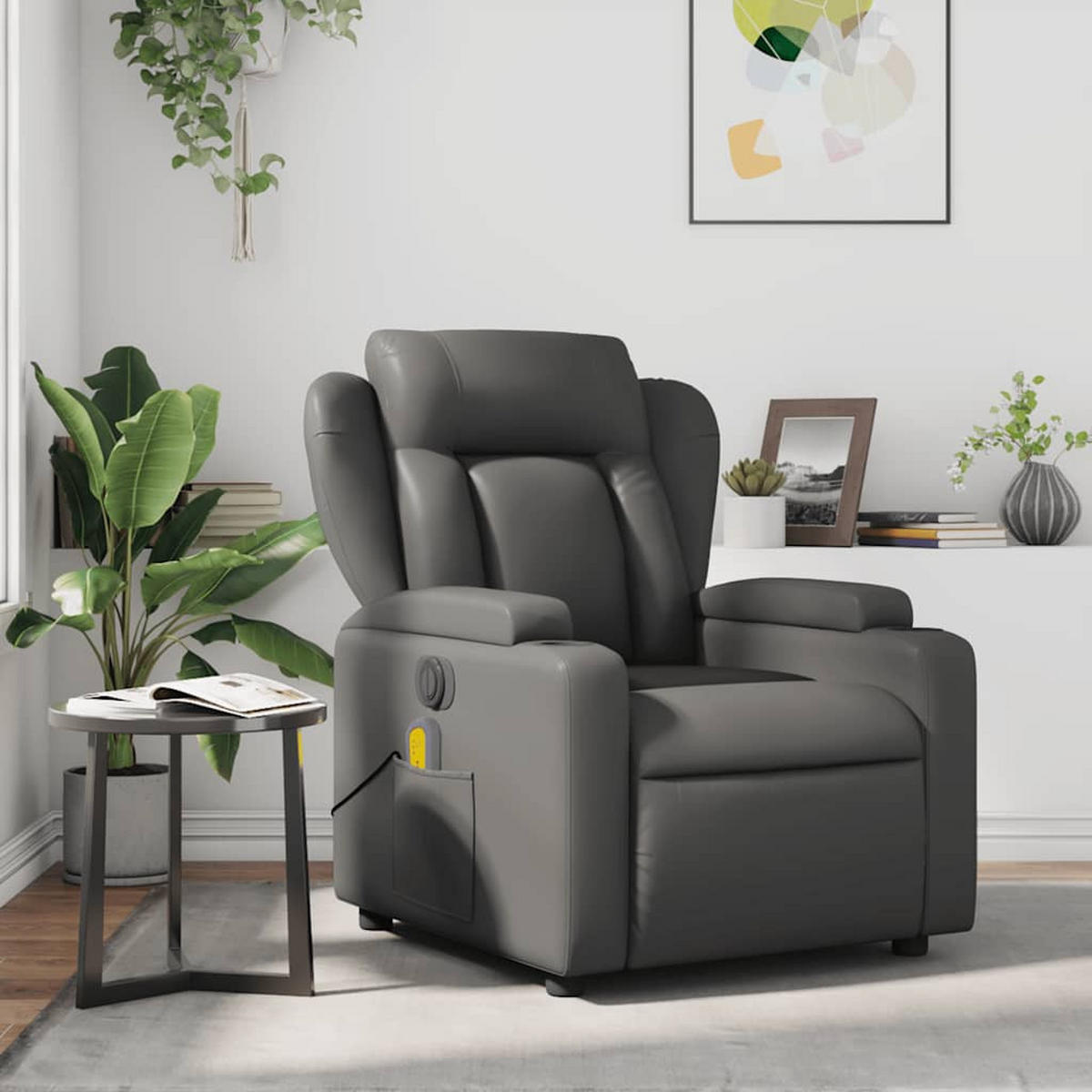 MASSAGESESSEL Grau Kunstleder - Grau, Holz (77/100/94.5cm) - vidaXL