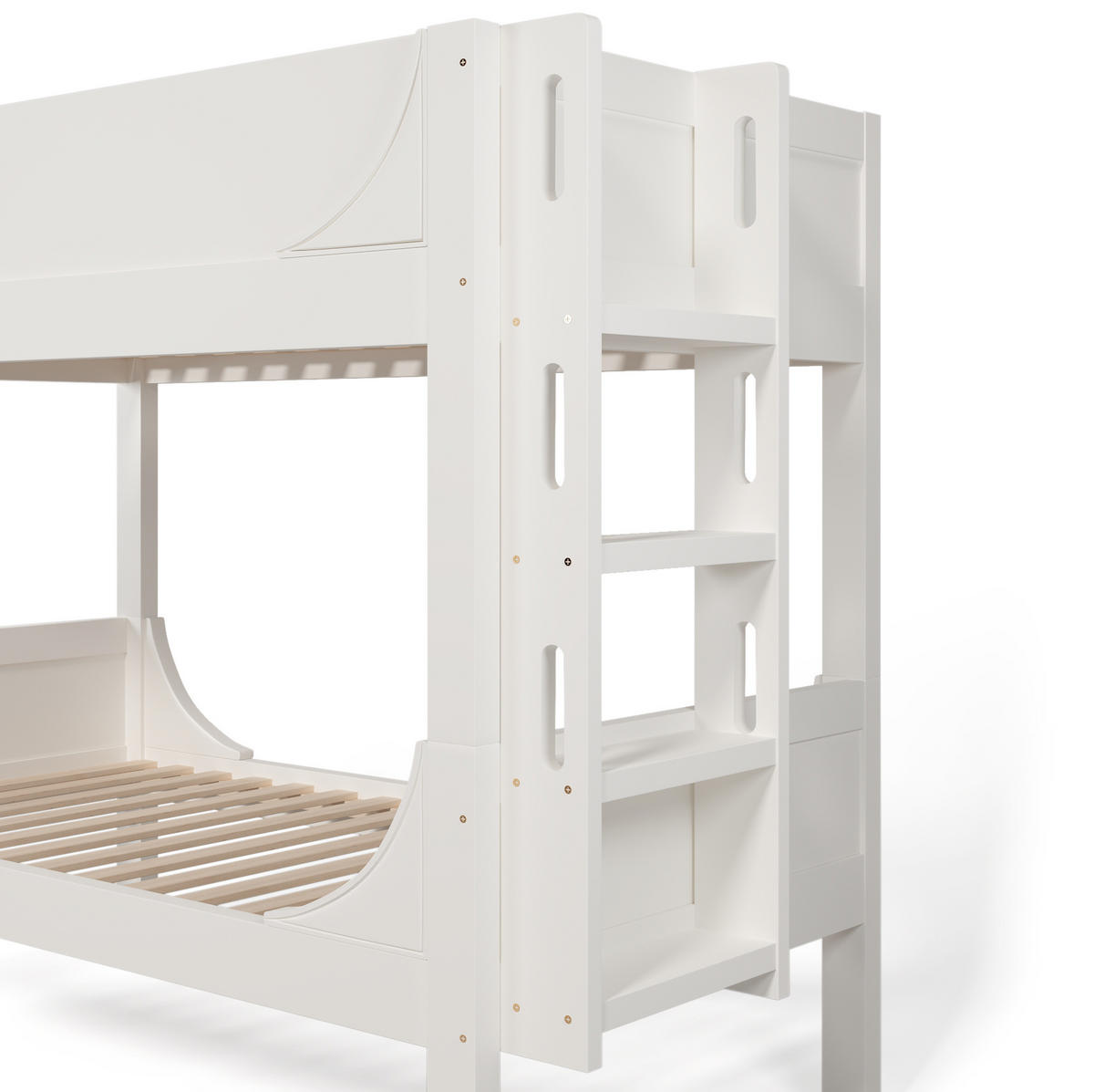 ETAGENBETT aus MDF 90x200 cm in Weiß mit flexibler Leiter - Weiß, Holzwerkstoff (90/200cm) - Modfu