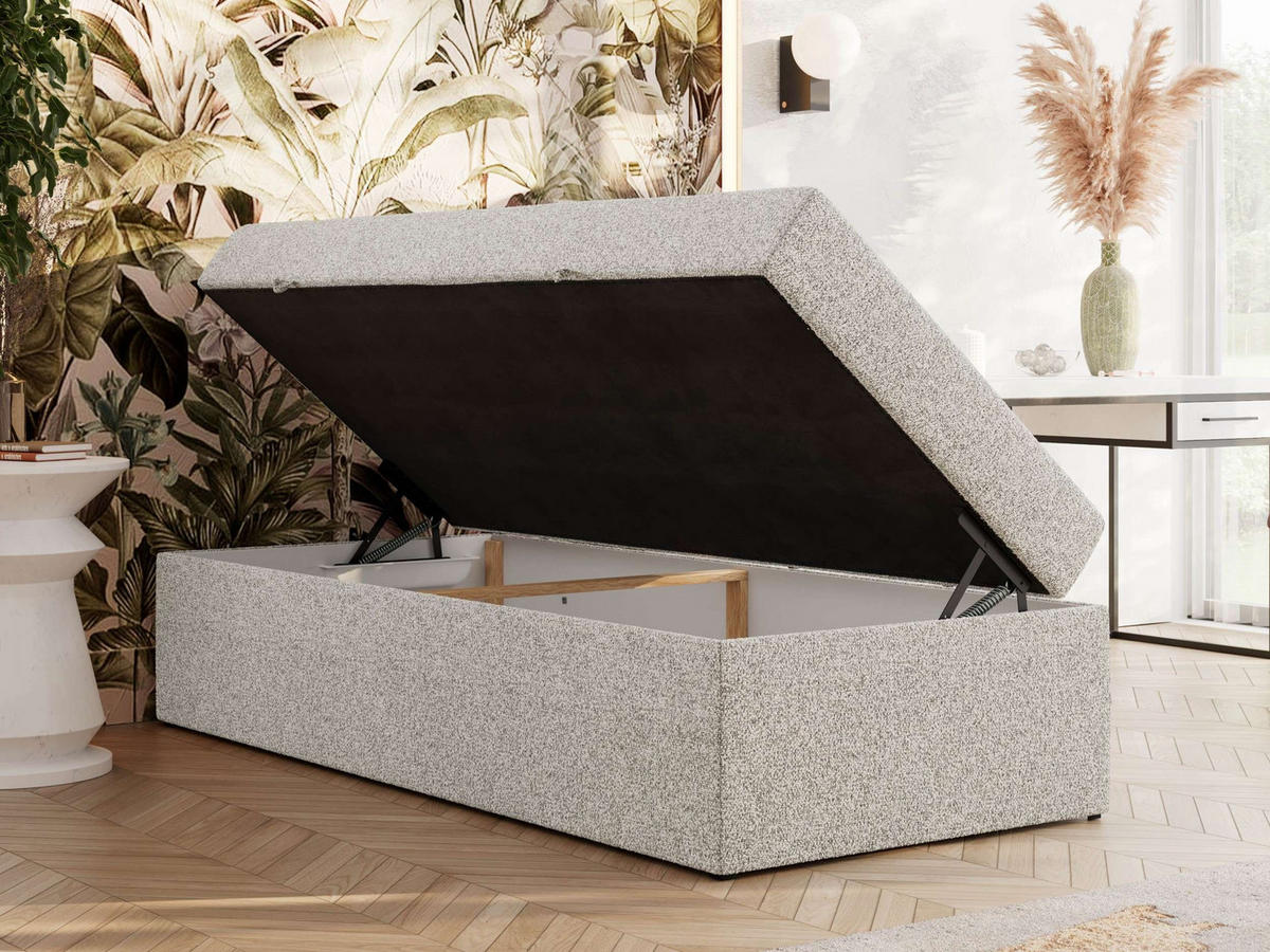 BOXBETT ZERO 90/200 - Hellgrau Velvet - H3 - Topper Visco - Hellgrau, Textil (90/200cm) - MKS