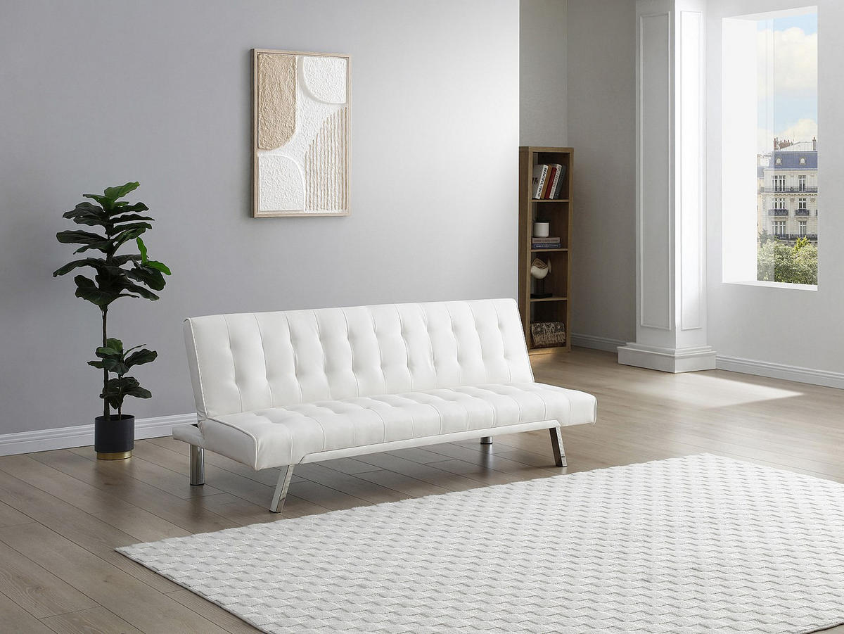SCHLAFSOFA - 2 Personen - Kunstleder - Weiß - - Weiß, Leder (177/74/78cm) - Vente-Unique