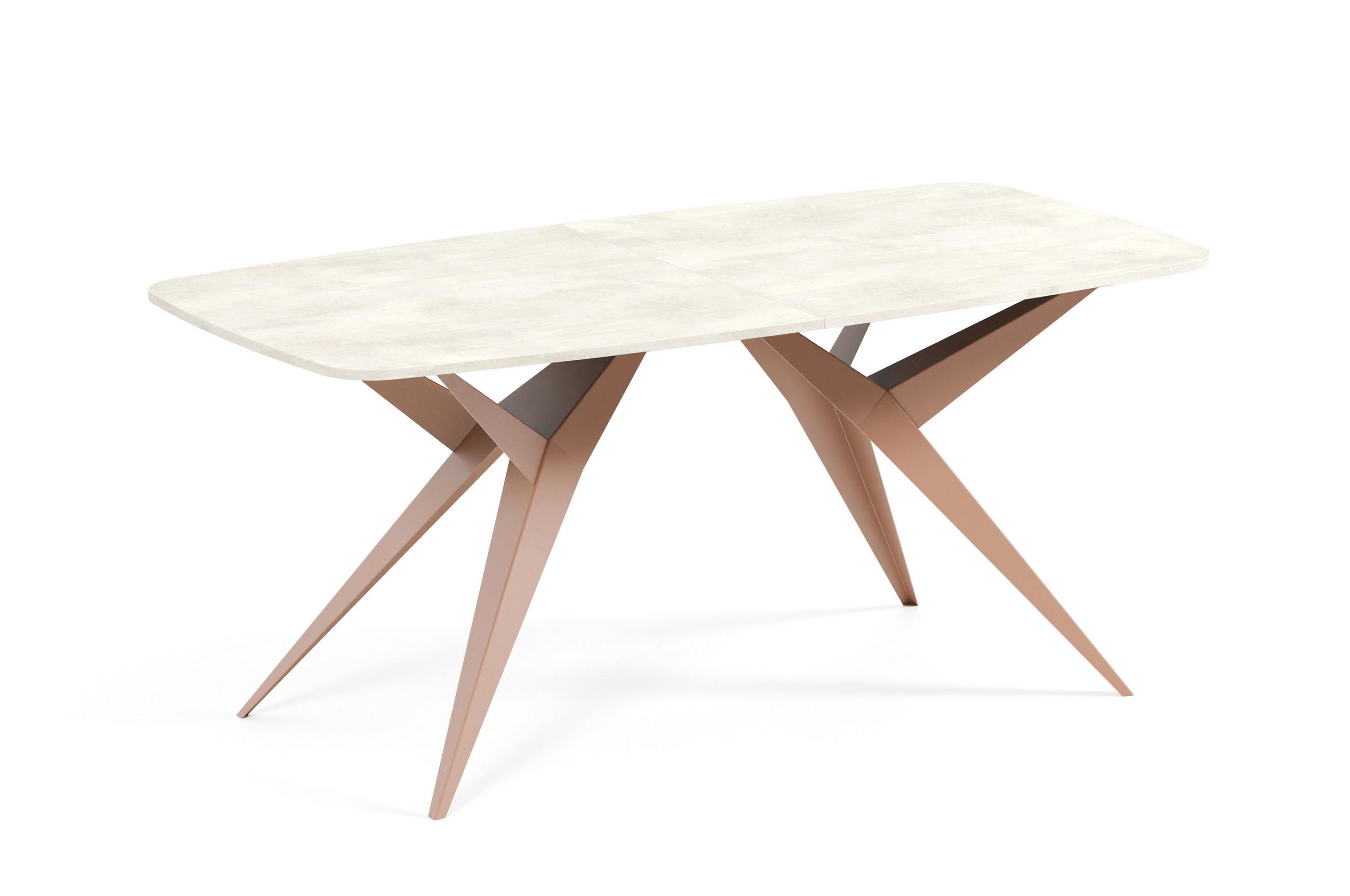 ESSTISCH AXIS - Creme/Kupferfarben, Holzwerkstoff/Metall (90/180/76cm) - Meblini