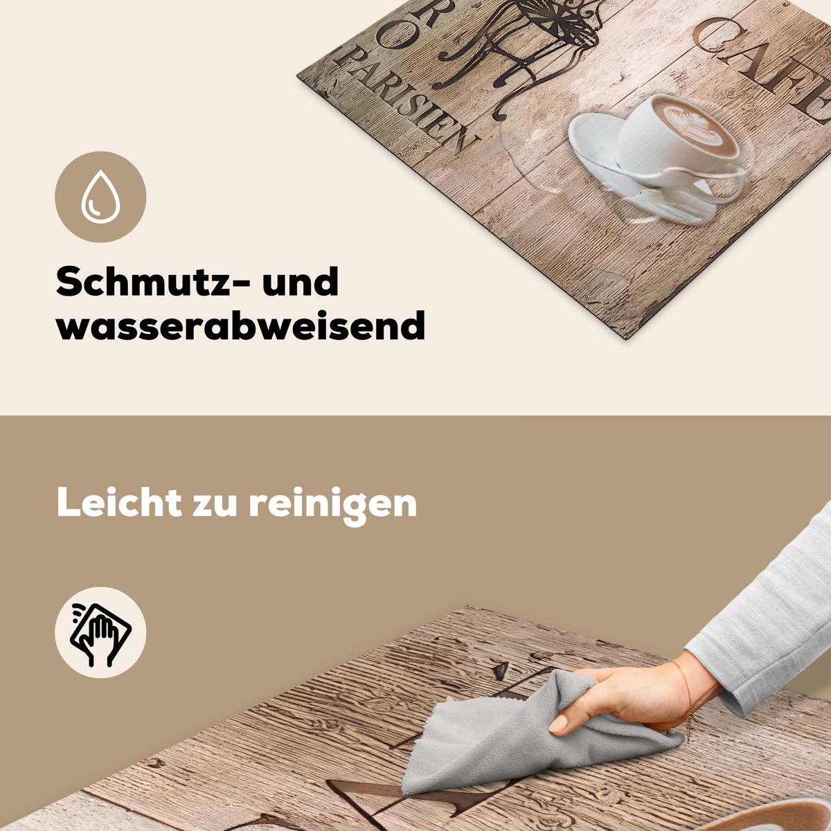 HERDABDECKPLATTE Bistro Parisien - Café - Kaffee - Jahrgang 59x51 cm - Cappuccino, Kunststoff (59/51/0.2cm) - MuchoWow