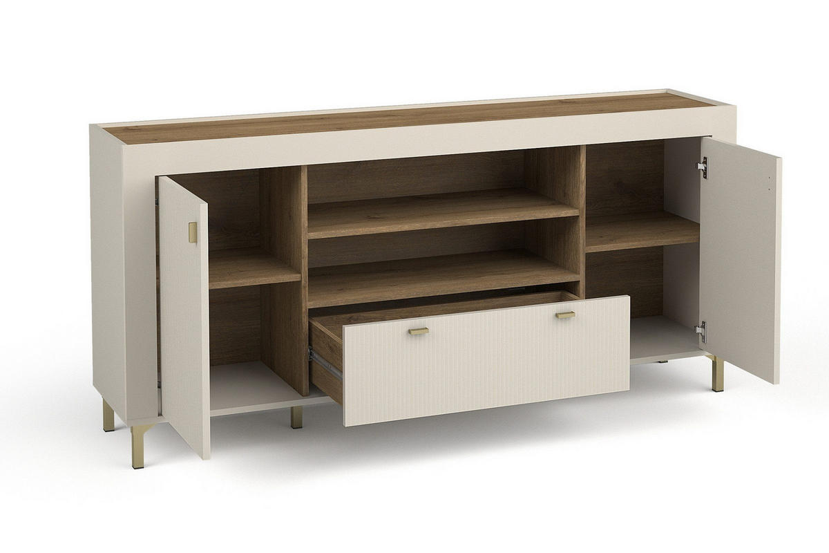 KOMMODE MONI 07 in Kaschmir / Eiche Whiskey matt 177/84/40 cm - Kaschmir, Holzwerkstoff (177/84/40cm) - Deine Möbel 24