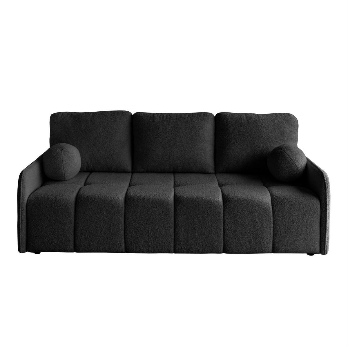 Schlafsofa Morena, zweisitzig, mit Schlaffunktion, Quelle 100 - Schwarz, Textil (207/90/90cm) - Lookway