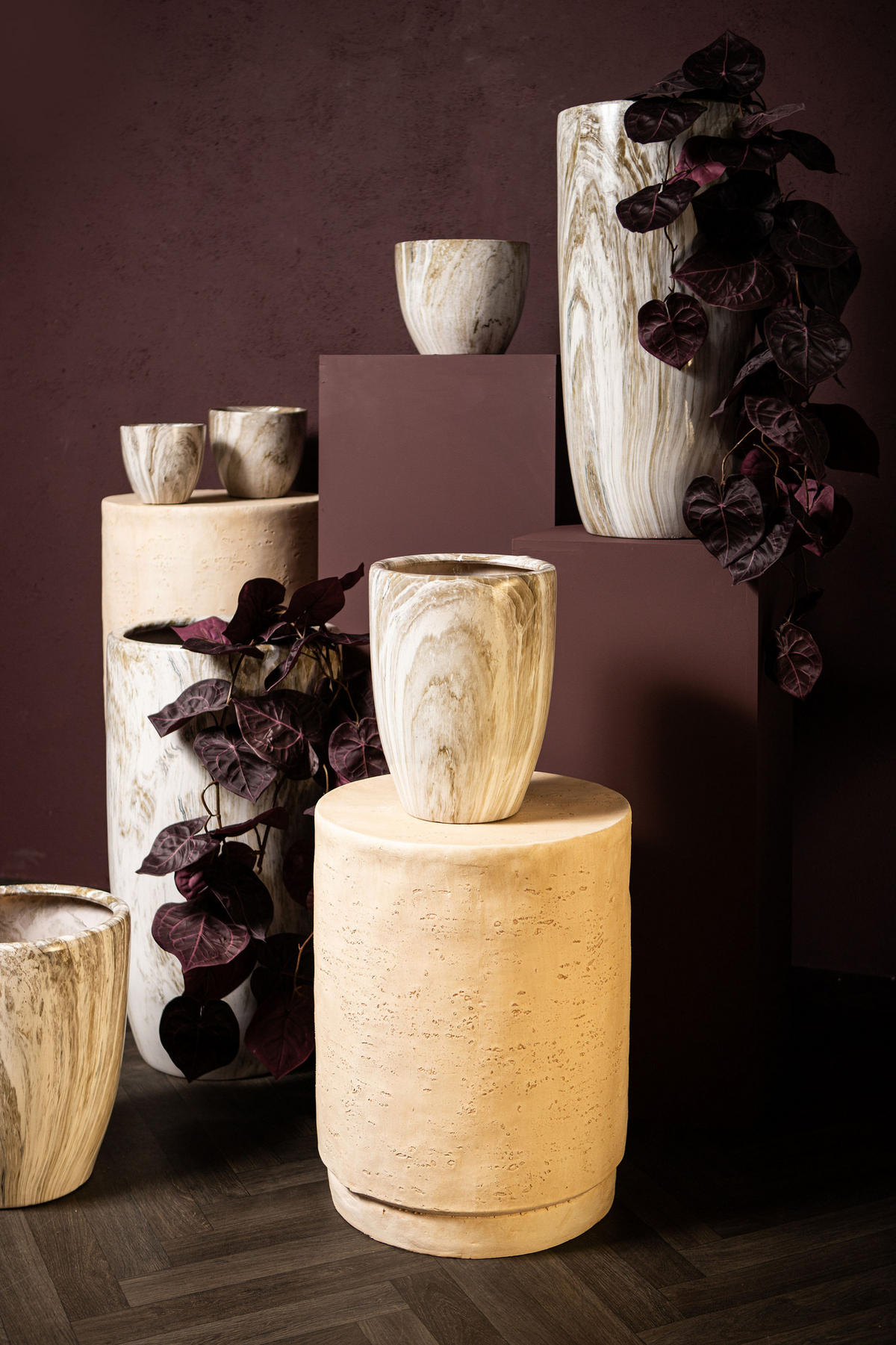 TOPF Miah Beige 25/25/21cm 3er-Set - Beige, Keramik (21cm) - PTMD Collection