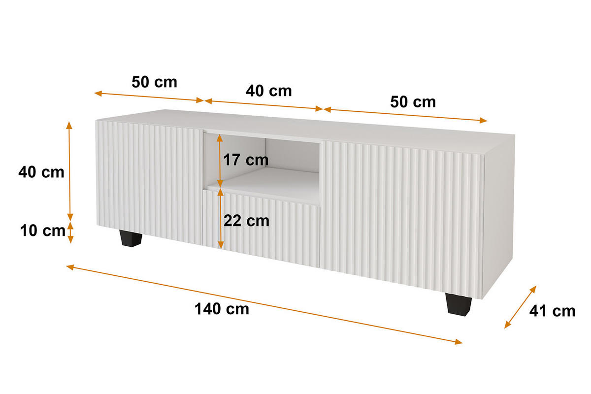 LOWBOARD NOA-2-S 140x50x41 cm - Weiß - Schwarz/Weiß, Holzwerkstoff (140/50/41cm) - ALTDECOR