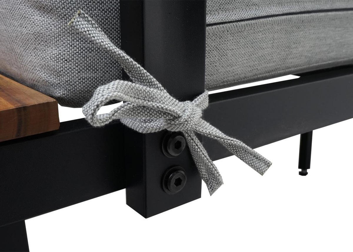 GARTEN GARNITUR Lounge-Set Hellgrau - Grau, Metall - PROREGAL