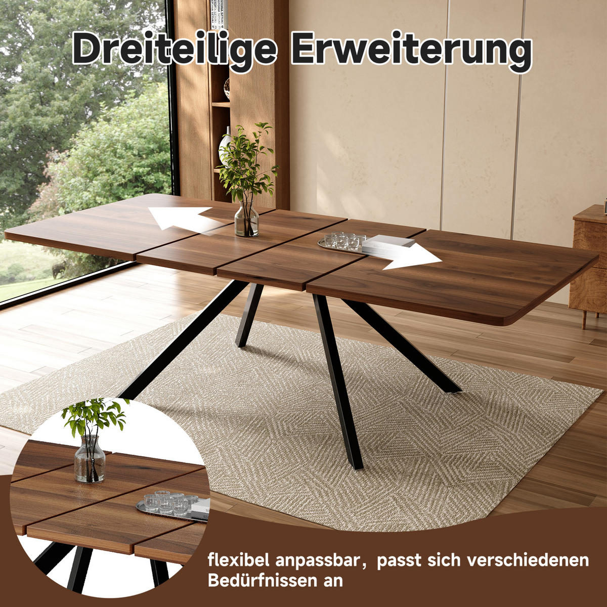 ESSTISCH 160/200/240/90 cm in Walnussfarben aus MDF ausziehbar - Walnussfarben, Holzwerkstoff (240/90/74.5cm) - Flora Grace