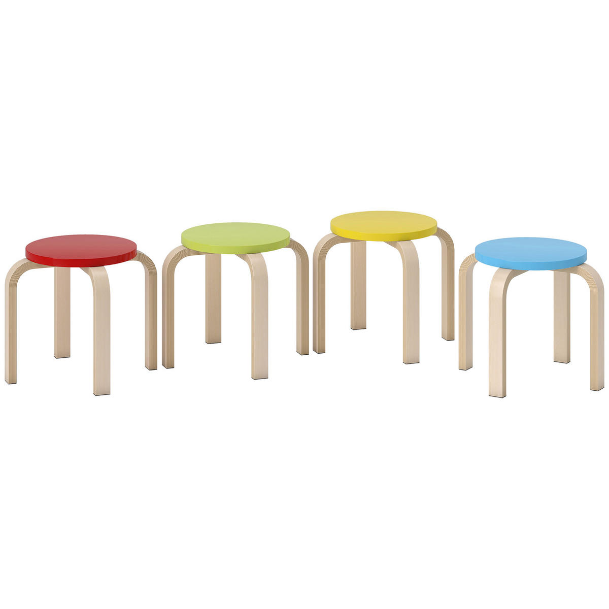 HOCKER 4er Set Holzwerkstoff Mehrfarbig - Multicolor, Holzwerkstoff (36/30/36cm) - HOMCOM