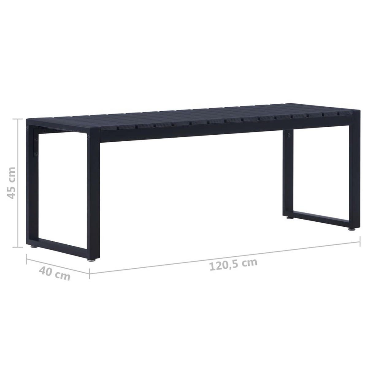GARTENBANK 120.5 Cm Ps-Platte Schwarz - Schwarz, Metall (120.5/45/40cm) - vidaXL