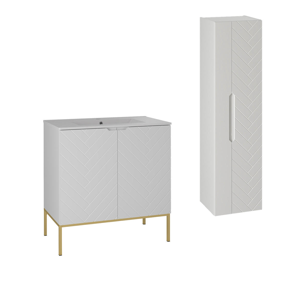 BADMÖBEL Daria 2er-Set Weiß - Weiß, Holzwerkstoff (80/82/45.8cm) - Petits-meubles