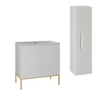 BADMÖBEL Daria 2er-Set Weiß - Weiß, Holzwerkstoff (80/82/45.8cm) - Petits-meubles