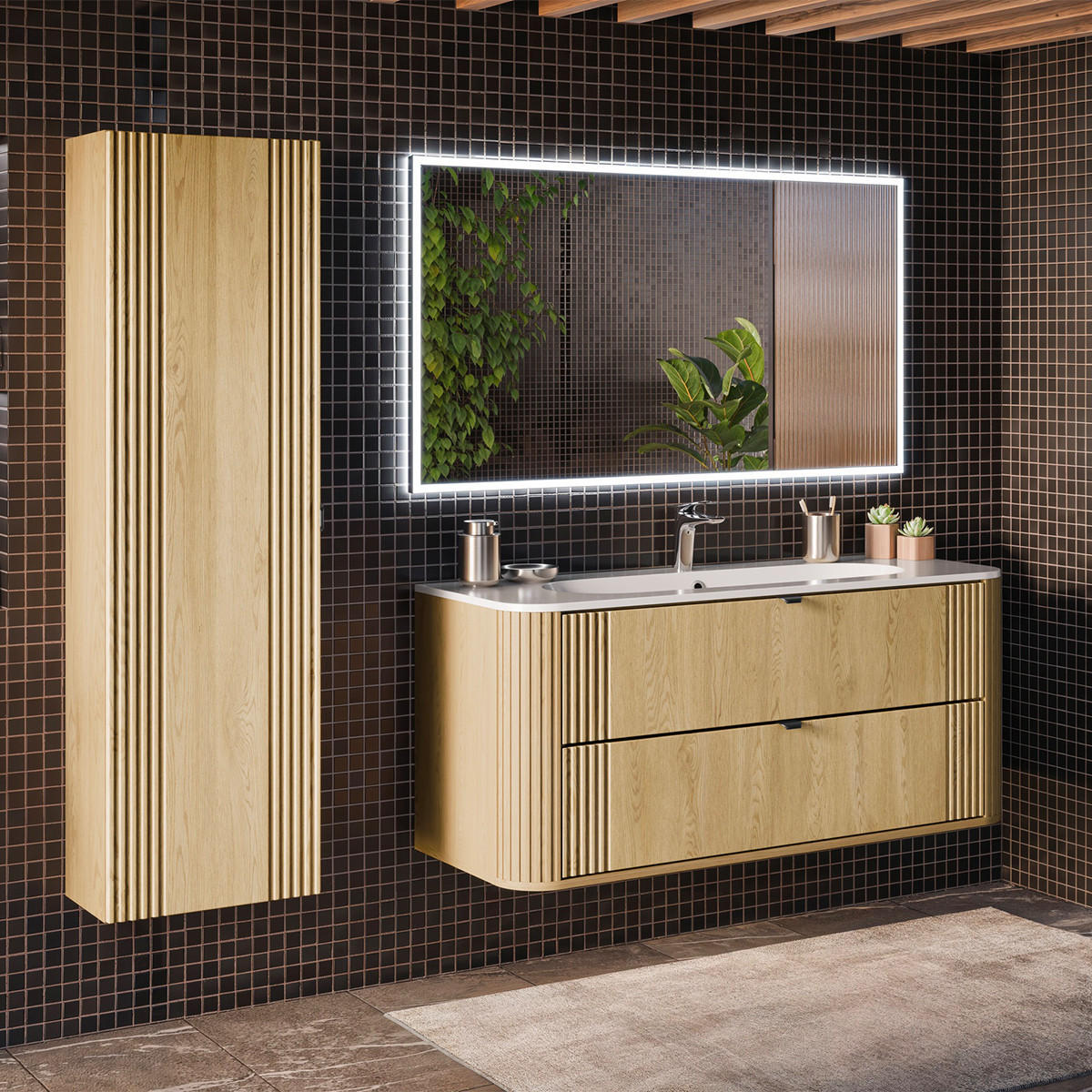 WASCHTISCHUNTERSCHRANK 120.4cm Mila Helle Eiche - Braun, Holzwerkstoff (120.4/54/46cm) - Petits-meubles