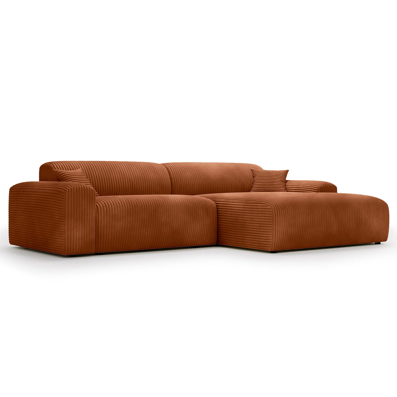 ECKSOFA mit Longchair - Cord - Schwarz/Braun, Kunststoff/Textil (284/178cm) - home24