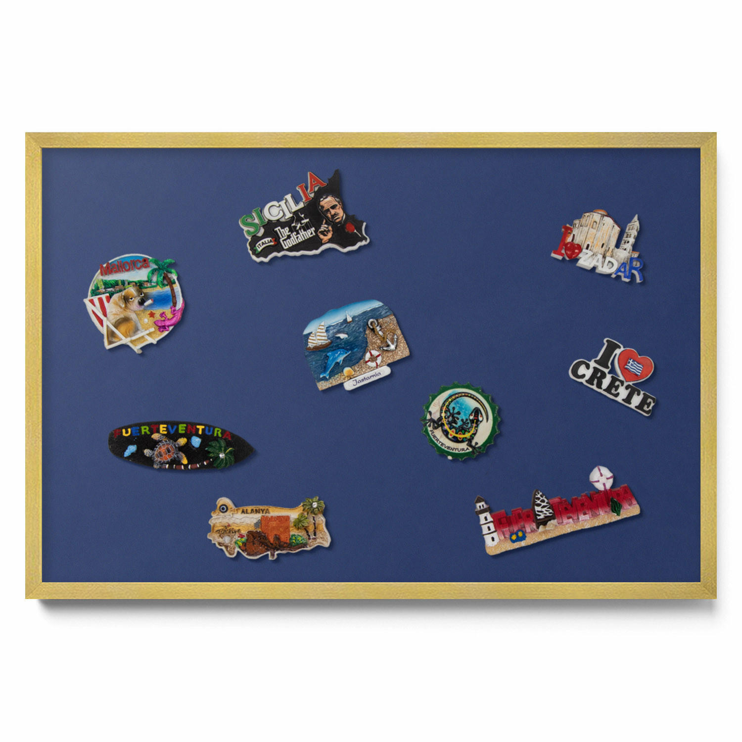 MAGNETTAFEL 60x40 cm Goldener Rahmen Dunkelblau - Dunkelblau, Metall (60/50/0.4cm) - TULUP