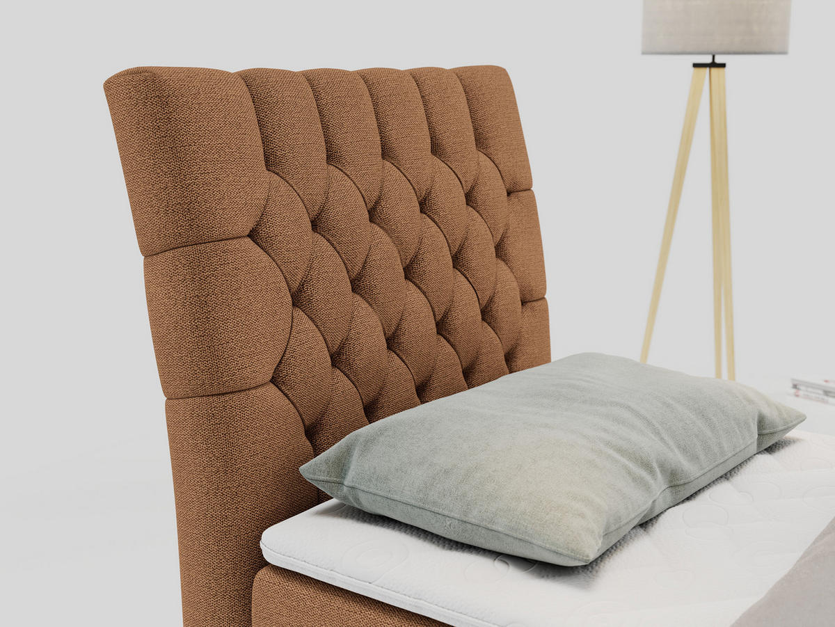 BOXBETT MILEN 90/200 Orange Struktur - H3 - Links Seite - Orange, Holz/Textil (90/200cm) - MKS